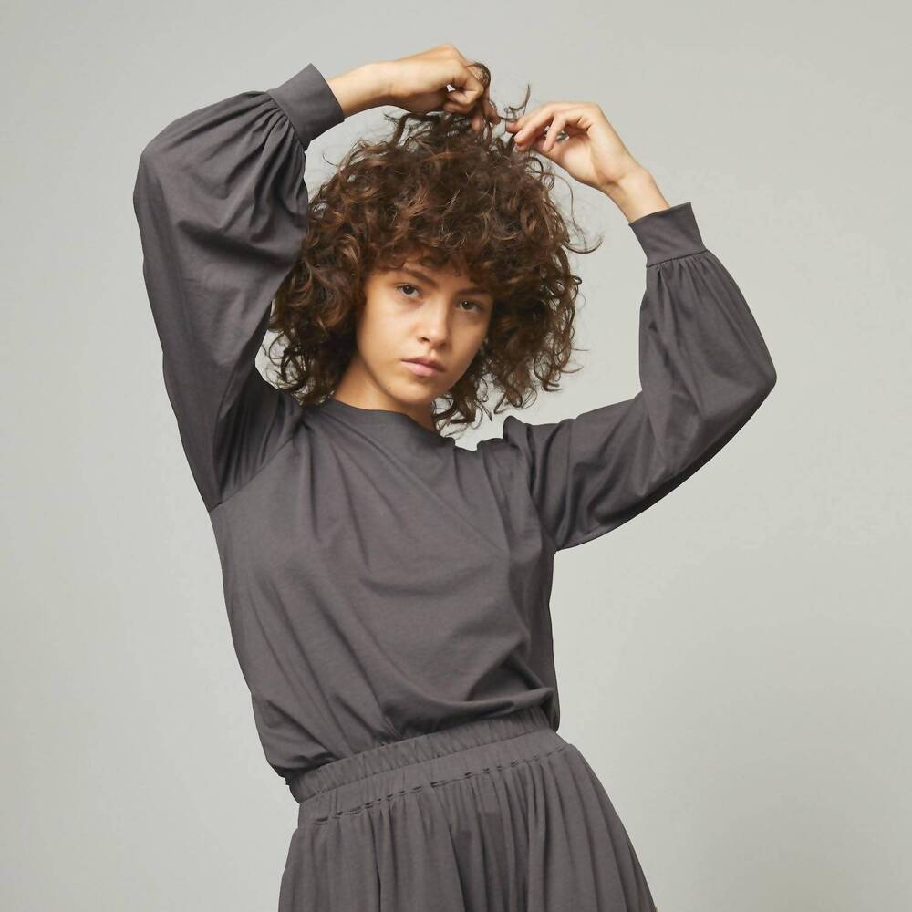 NEW LUNYA women's organic pima long sleeve top in grey